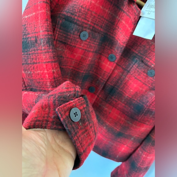 NWT J.JILL Buffalo Plaid Short Boxy Boyfriend Shacket/Jacket,Red/Black Check, M - Picture 5 of 13